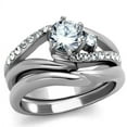 thumbnail image 1 of High polished (no plating) Stainless Steel Ring with AAA Grade CZ in Clear for Women Clear Stone Color Style TK2118 Size 8, 1 of 4