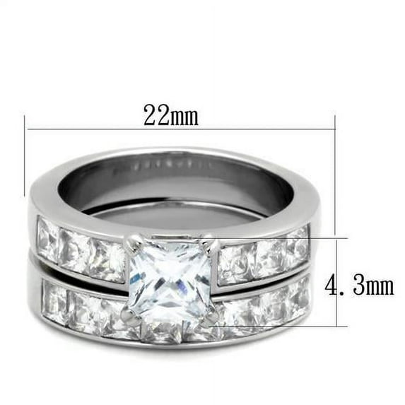 High polished (no plating) Stainless Steel Ring with AAA Grade CZ in Clear for Women Clear Stone Color Style TK61206 Size 8