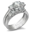 thumbnail image 1 of High polished (no plating) Stainless Steel Ring with AAA Grade CZ in Clear for Women Style TK098, 1 of 5