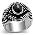 thumbnail image 1 of High polished (no plating) Stainless Steel Ring with AAA Grade CZ in Jet for Women Biker Theme Jet Stone Color Style TK307 Size 13, 1 of 1