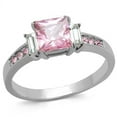 thumbnail image 1 of High polished (no plating) Stainless Steel Ring with AAA Grade CZ in Rose for Women Rose Stone Color Style TK2169 Size 8, 1 of 4