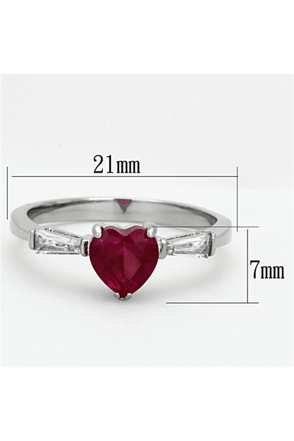 High polished (no plating) Stainless Steel Ring with AAA Grade CZ in Ruby for Women Ruby Stone Color Style TK1221 Size 5
