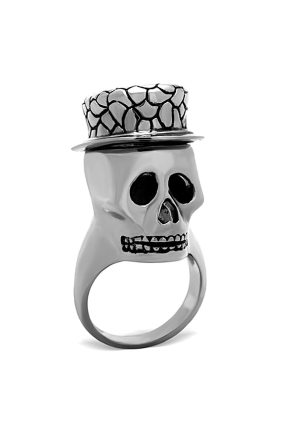 High polished (no plating) Stainless Steel Ring with Epoxy in Jet for Women Jet Stone Color Style TK1121 Size 8