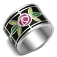 thumbnail image 1 of High polished (no plating) Stainless Steel Ring with Epoxy in Multi Color for Women Multi Color Stone Color Style TK683 Size 6, 1 of 3