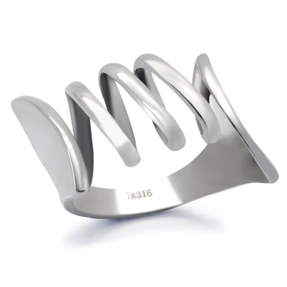 High polished (no plating) Stainless Steel Ring with No Stone for Women Minimalist Theme No Stone Stone Color Style TK145 Size 10