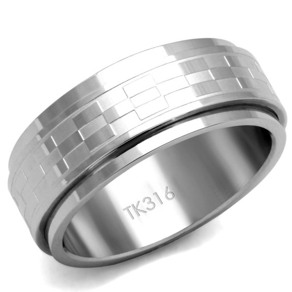 High polished (no plating) Stainless Steel Ring with No Stone for Women Minimalist Theme No Stone Stone Color Style TK2942 Size 9