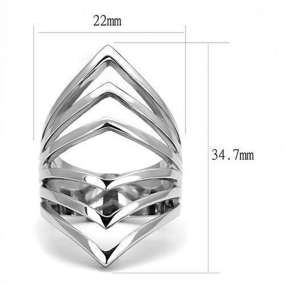 High polished (no plating) Stainless Steel Ring with No Stone for Women Minimalist Theme No Stone Stone Color Style TK3144 Size 10