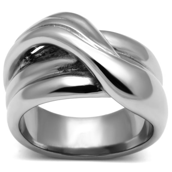 High polished (no plating) Stainless Steel Ring with No Stone for Women Minimalist Theme No Stone Stone Color Style TK615 Size 8