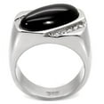 thumbnail image 1 of High polished (no plating) Stainless Steel Ring with Semi-Precious Agate in Jet for Women Style TK02214, 1 of 4