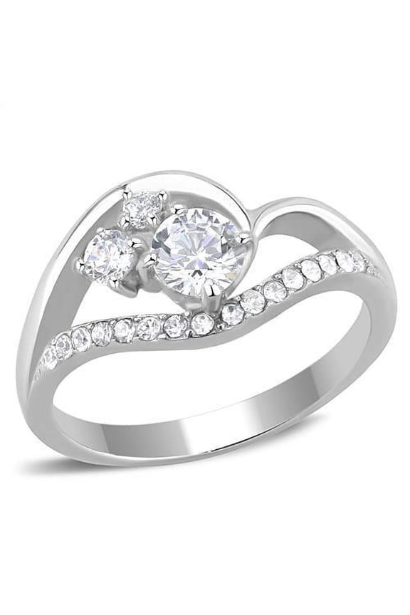 High polished (no plating) Stainless Steel Ring with Synthetic Spinel in Montana for Women Montana Stone Color Style TK3728 Size 10