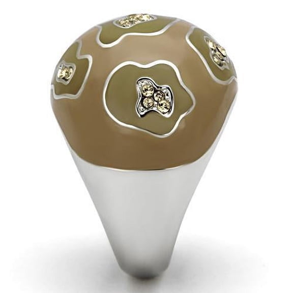 High polished (no plating) Stainless Steel Ring with Top Grade Crystal in Citrine Yellow for Women Citrine Yellow Stone Color Style TK826 Size 9