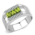 thumbnail image 1 of High polished (no plating) Stainless Steel Ring with Top Grade Crystal in Olivine color for Women Style DA289, 1 of 5
