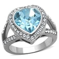 thumbnail image 1 of High polished (no plating) Stainless Steel Ring with Top Grade Crystal in Sea Blue for Women Sea Blue Stone Color Style TK1582 Size 9, 1 of 4