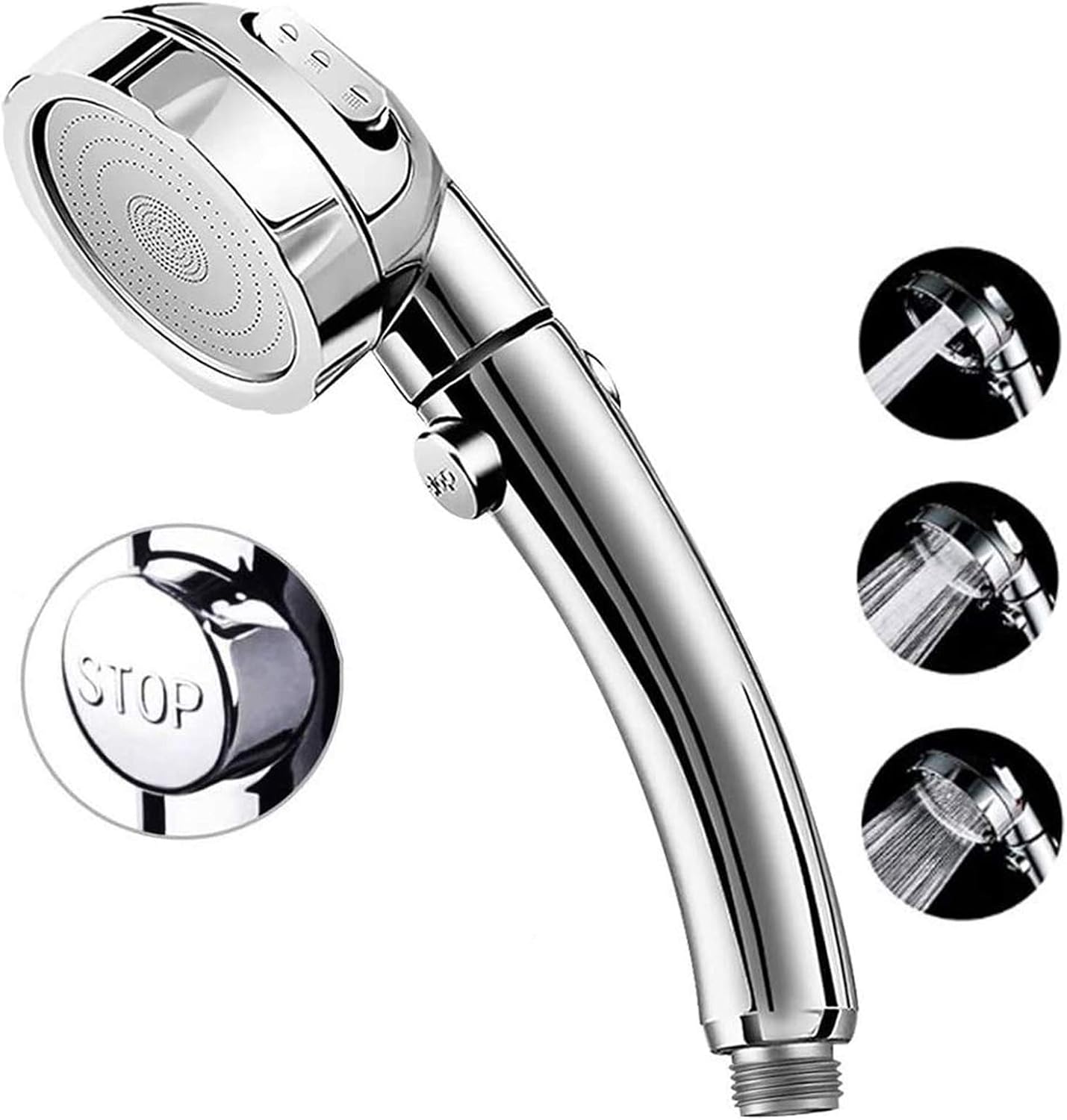 High-pressure shower head, 3-speed handheld shower head with on/off ...