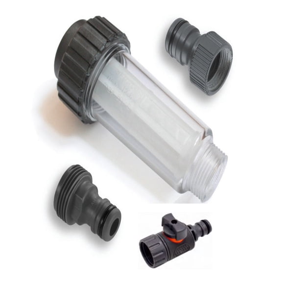High pressure washer filter kit: with valve and docking connector