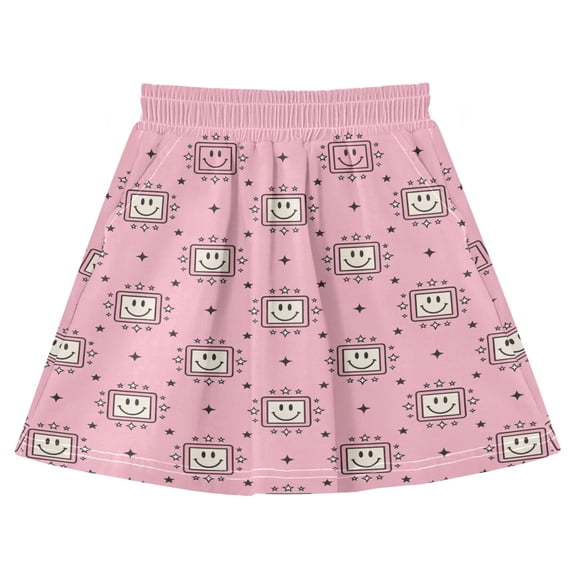 High-quality Cotton Girls' Skirts A-shaped Girls Activewear Skirt Shorts with Pockets Pink-framesmile 3-10Y