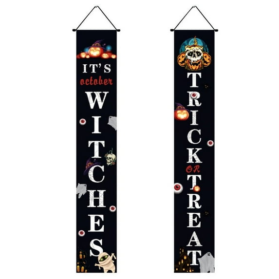 High-quality Durable Hanging Ornament Ghost Polyester Bar Halloween Banner Porch Couplet Halloween Couplet Banner Door Decor 08