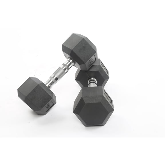 DSstyles High-quality Hex Dumbbell Set – 110 lbs Total Free Weights – PEV & Rubber Coated, Non-Slip Handles, Anti-Roll Design, Home Gym Strength Training Includes (25*2+30*2)