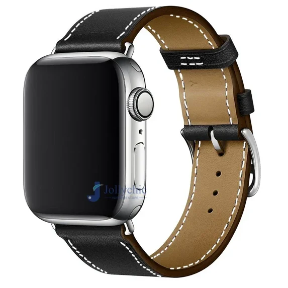 High quality Leather for Apple Watch Band 41/45mm Series7 6 5 4 3 Sport Bracelet 42mm 38mm Strap for iwatch6 SE Band 40mm 44mm (42 44 45 49MM,Black)