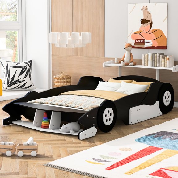 High-quality MDF race car bed with safety rails / Ensure user's safety in bed