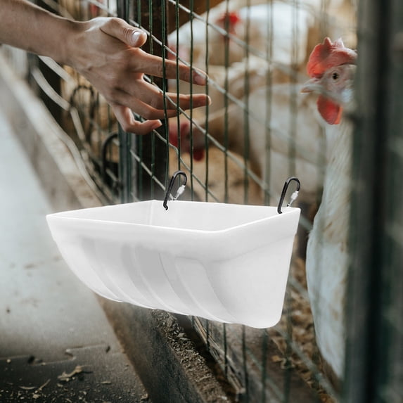 High-quality Plastic Chicken Trough 1 Set Chicken Trough Feeder Hanging with Hook Durable Impact-resistant Automatic Feeding for Poultry Goats