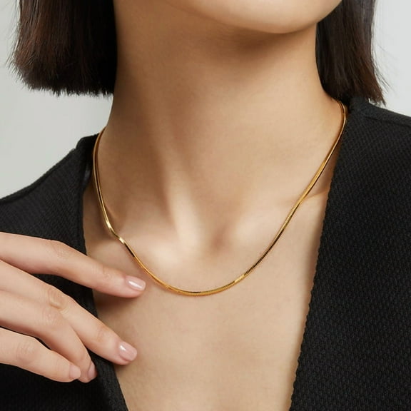 High quality Punk Clavicle Snake Neck Chains for Women 14K Yellow Gold 35 5cm Snake Choker Necklace Chain