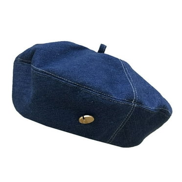 High quality Spring Autumn Winter Octagonal Outdoor Breathable Retro Jeans Berets Painter Hat Leisure Visor Cap Denim Beret Hat DARK BLUE