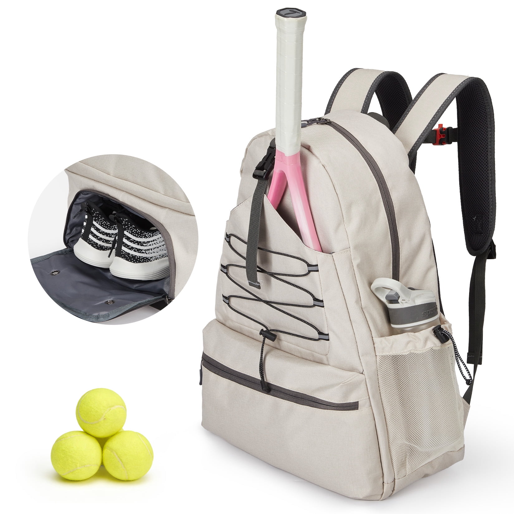 High-quality Tennis Backpack for 2 Rackets – Large Capacity Water-Resistant Bag with Ventilated Shoe Compartment, Multiple Pockets, Fence Hook – For Men & Women