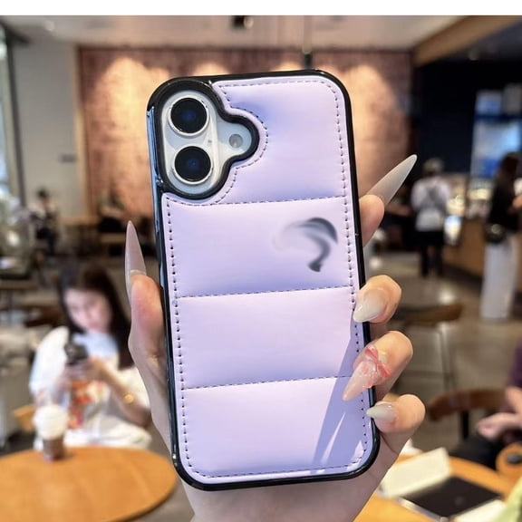 High quality for iPhone 17/16/15/14/13/12/11 (Pro Plus Pro Max ) Phonecases The North Face Creative Feather filler Mobile Phone Case Light purple