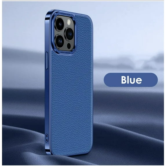 High quality leather phone case for iPhone 15 Promax metal electroplating lens frame protective cover