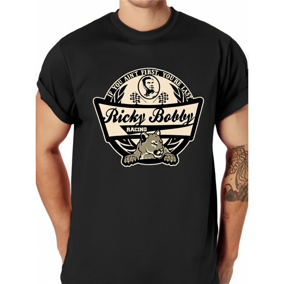 High-quality materials High-quality men's crew-neck T-shirt, Ricky Bobby Race print, men's summer casual short-sleeved crew-neck cotton T-shirt, multifunctional outdoor everyday wear top Tee