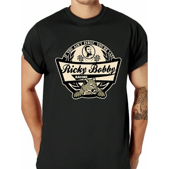 High-quality materials High-quality men's crew-neck T-shirt, Ricky Bobby Race print, men's summer casual short-sleeved crew-neck cotton T-shirt, multifunctional outdoor everyday wear top Tee