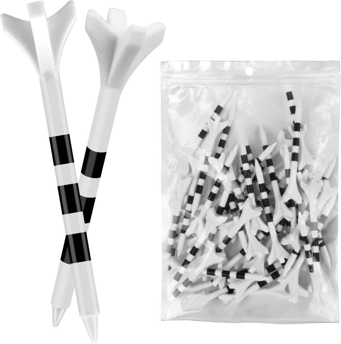 High-quality white plastic golf tees, 50-piece bulk pack, professional tees, 2 3/4 inch (70 mm), high-performance golf sports tool accessory