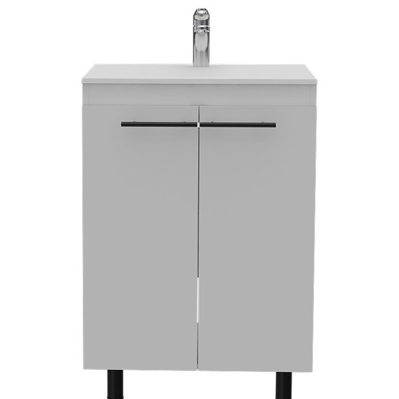 High - resistance resin drop in sink 23.8 inches wide white floor cabinet for bathroom long - standing use