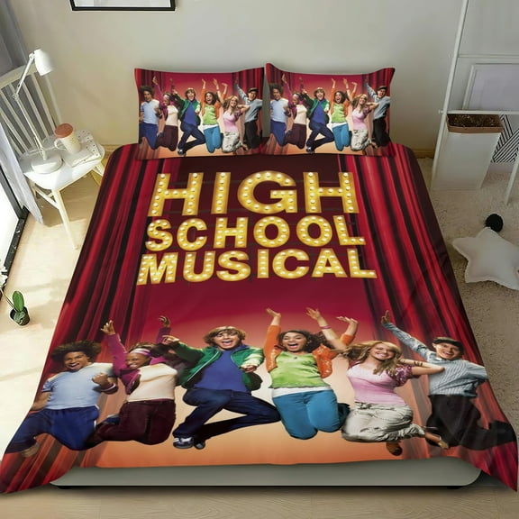 High school musical-themed Bed Sheet Set Three Piece Set Comfortable And Skin Friendly Unique Design Home Decor Gifts For Family Friends fans54x79Inches135cm*200cm