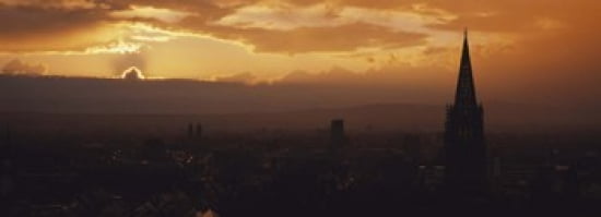 High section view of a building at dusk Freiburg Germany Canvas Art - Panoramic Images (36 x 13)