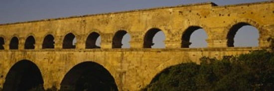 High section view of an ancient aqueduct Pont Du Gard Nimes Provence France Canvas Art - Panoramic Images (18 x 6)