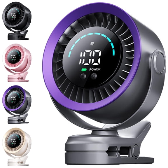 High-speed Clip-on Fan with LED Display. 100 Speed Settings, Portable Wall-mounted Desktop Fan, Portable Rechargeable Battery Powered By A Built-in 3000mAh Battery, Suitable for Golf Carts, Gyms, Cam