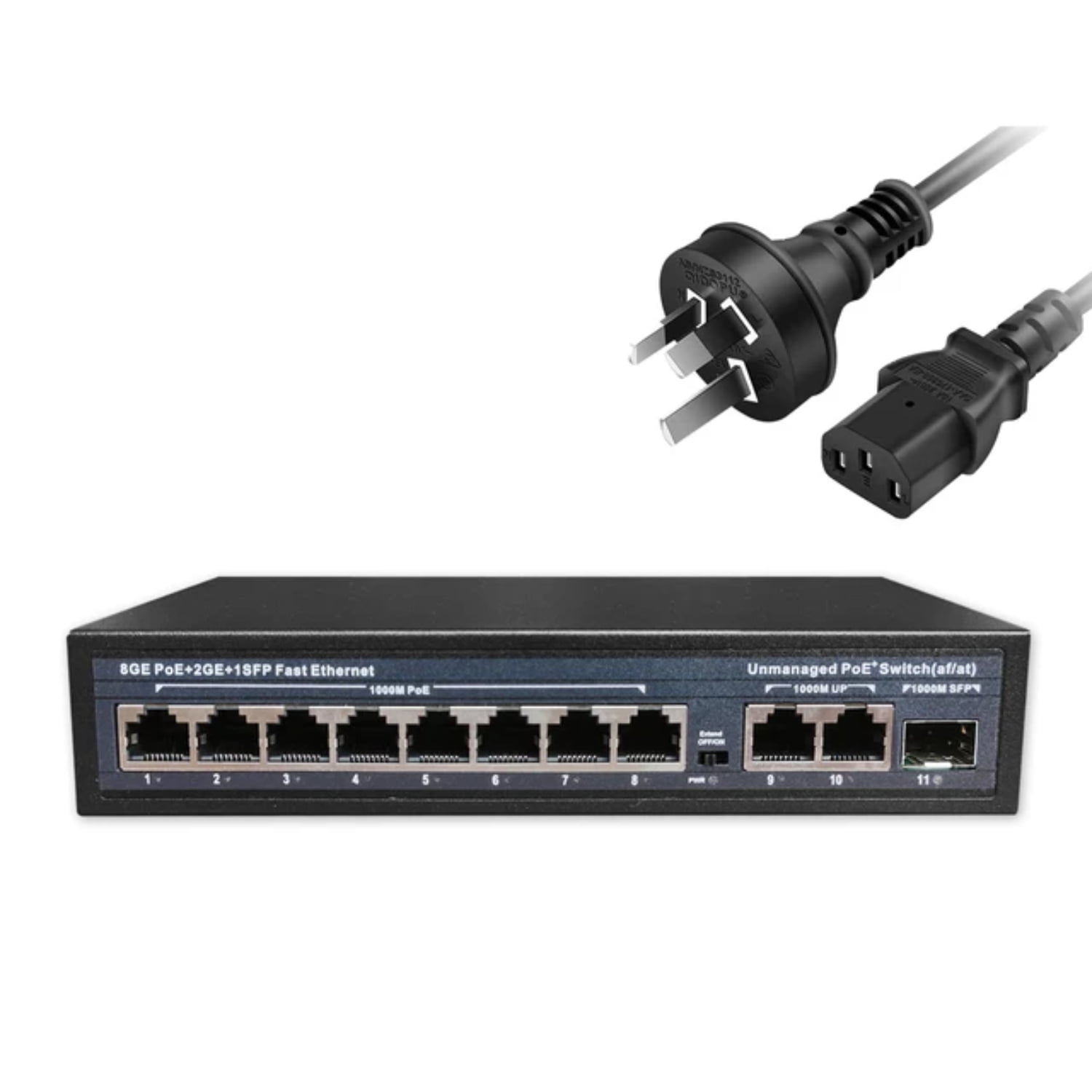 Highspeed Full Gigabit Unmanaged POE Network Switch with 8 POE Ports 2 RJ45 Ports and