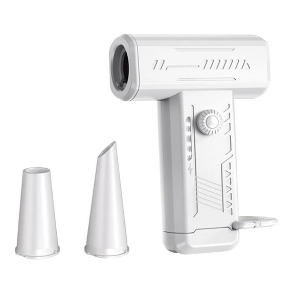 High-speed Mini Fan, Handheld Turbocharger, 130, 000 Rpm, Led Light, Multiple Nozzles, Portable Cooling for Personal Use, Outdoor Events, White, by FAJHHA