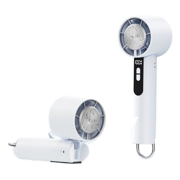 High-speed handheld folding ice compress fan with digital display