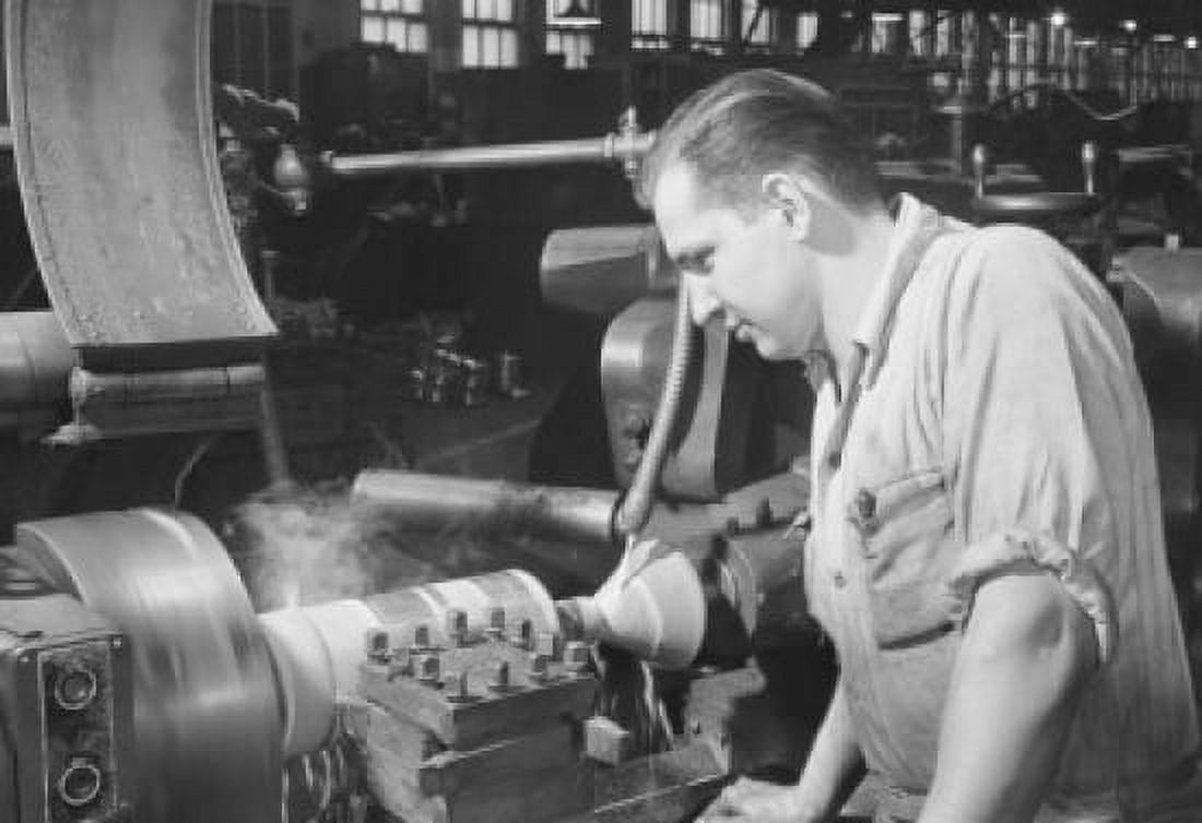 High speed turning on a turret lathe Worthington Pump & Machinery Corp Harrison New Jersey Canvas Art - (18 x 24)