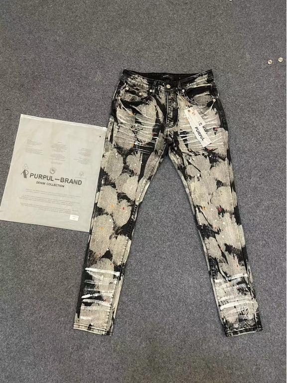 High street black slim-fit jeans, cross-border foreign trade PU brand, new elastic skinny men's pants with splatter-paint design