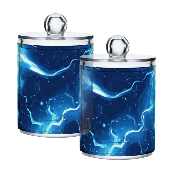 High-value clear storage jars keep life organized and within reach! Blue Lightning
