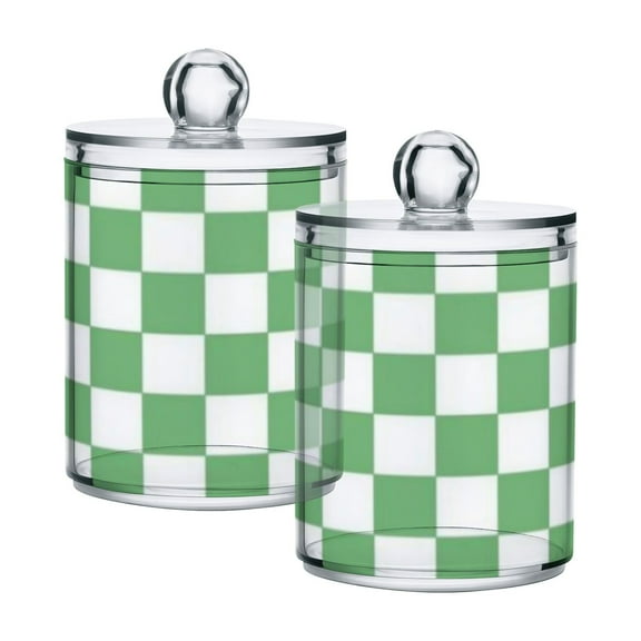 High-value clear storage jars keep life organized and within reach! Green Checkerboard