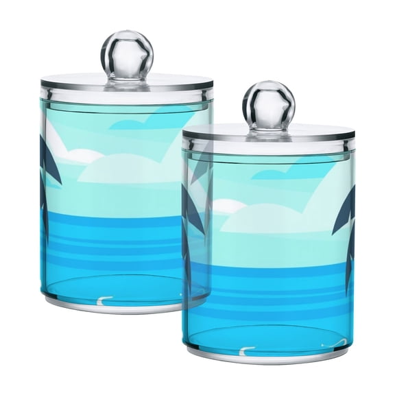 High-value clear storage jars keep life organized and within reach! Tropical Beach with Palms