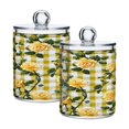 thumbnail image 1 of High-value clear storage jars keep life organized and within reach one sizex2 Gingham Pattern Yellow Roses, 1 of 7