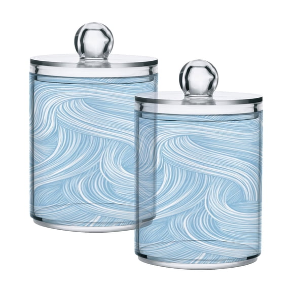High-value clear storage jars keep life organized and within reach one sizex2 Light Blue Wavy Lines