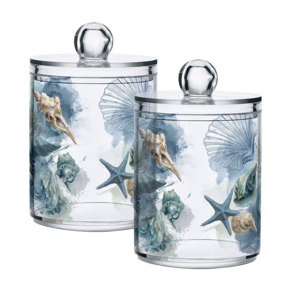High-value clear storage jars keep life organized and within reach one sizex2 Watercolor Coastal Shell Collage
