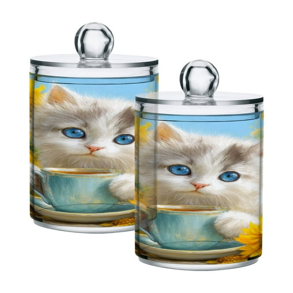 High-value clear storage jars keep life organized and within reach one sizex4 Elegant Blue-eyed White Cat